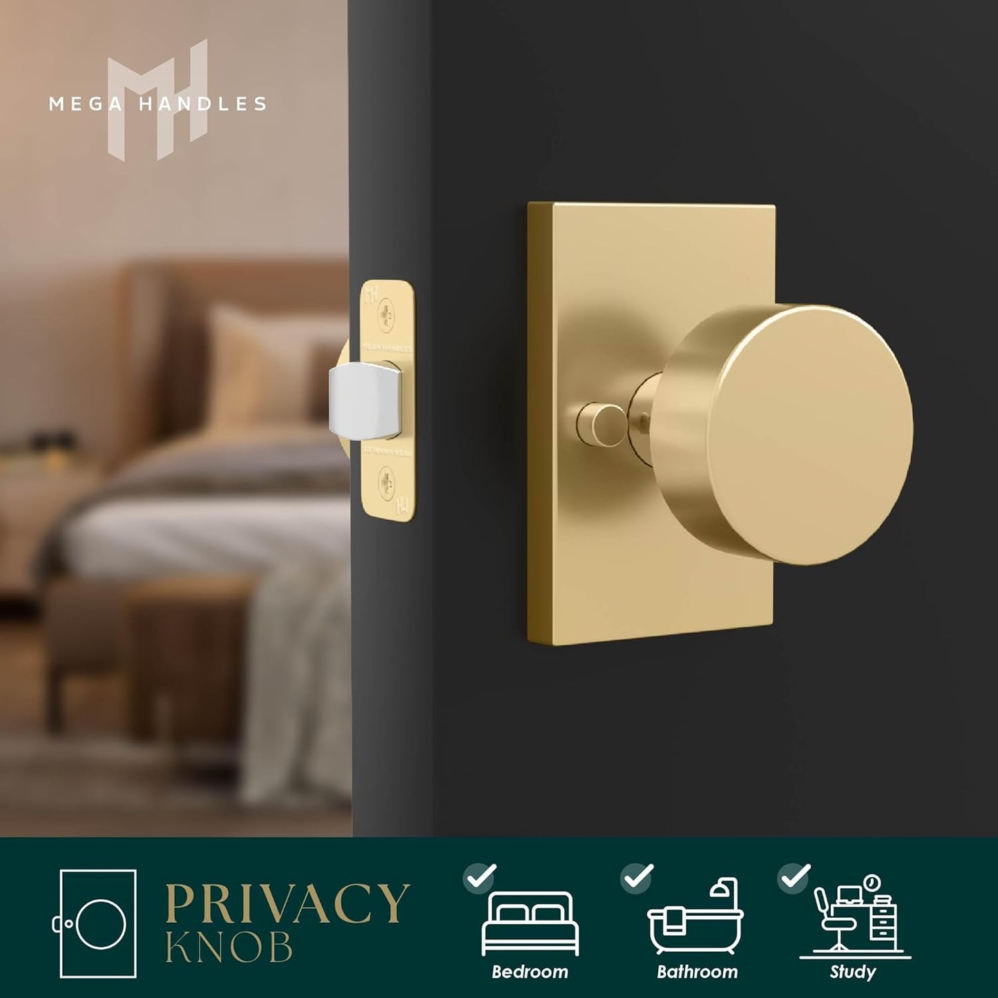 🔥 LAST SALE 50% OFF 🔥Mega Handles Laura Gold Privacy Door Knob