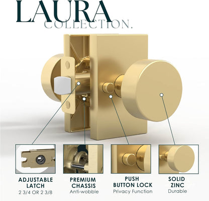 🔥 LAST SALE 50% OFF 🔥Mega Handles Laura Gold Privacy Door Knob