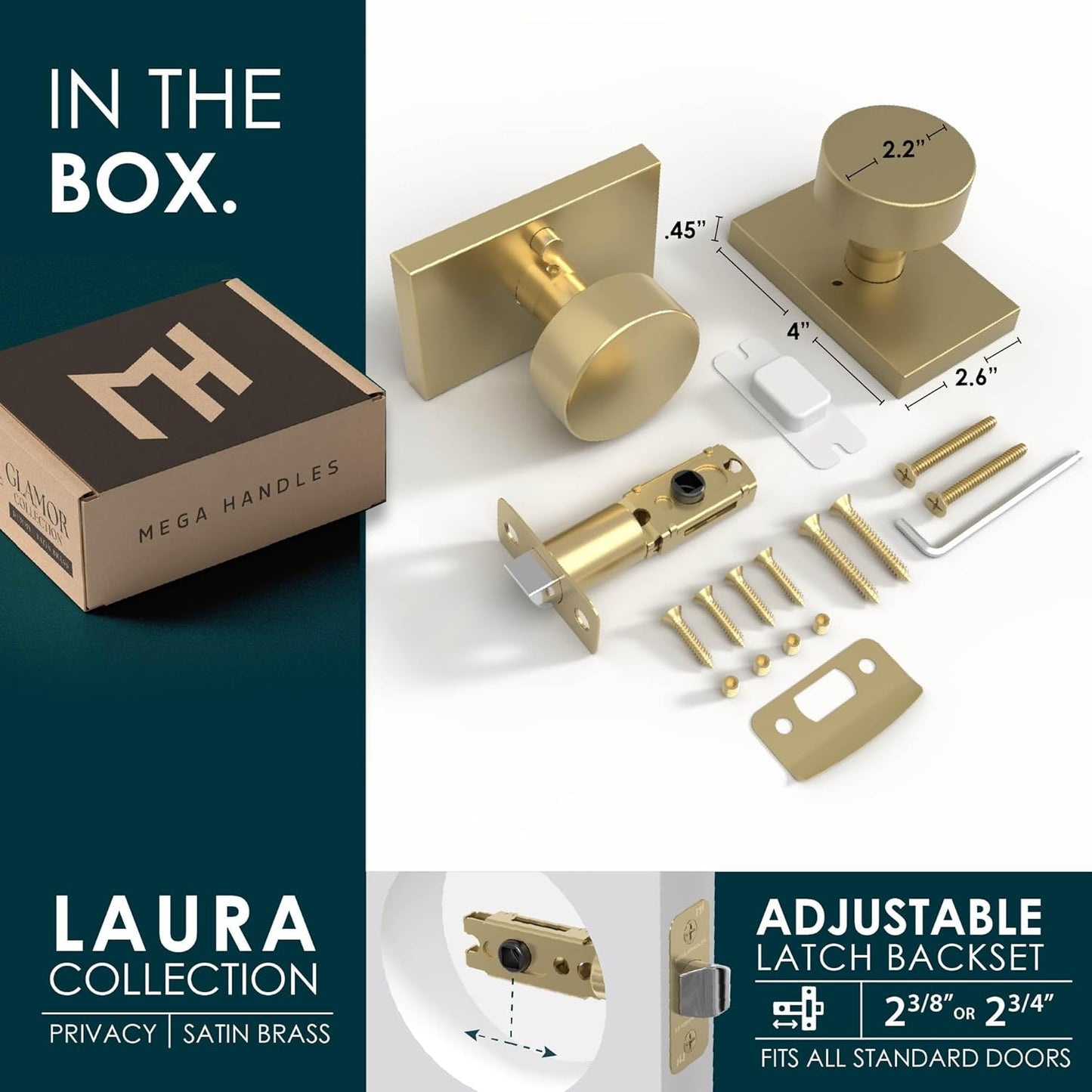 🔥 LAST SALE 50% OFF 🔥Mega Handles Laura Gold Privacy Door Knob