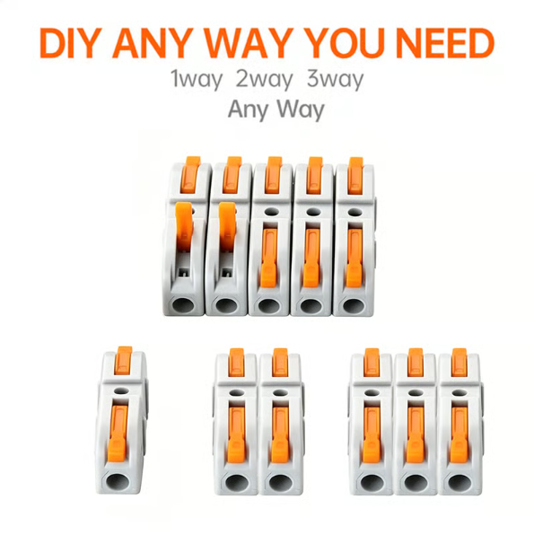 Universal Quick Lever Electrical Wire Connectors (24-12 AWG) Assortment (50/100Pcs) + Wire Stripper