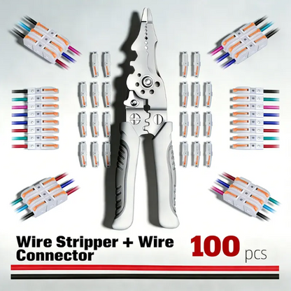 Universal Quick Lever Electrical Wire Connectors (24-12 AWG) Assortment (50/100Pcs) + Wire Stripper