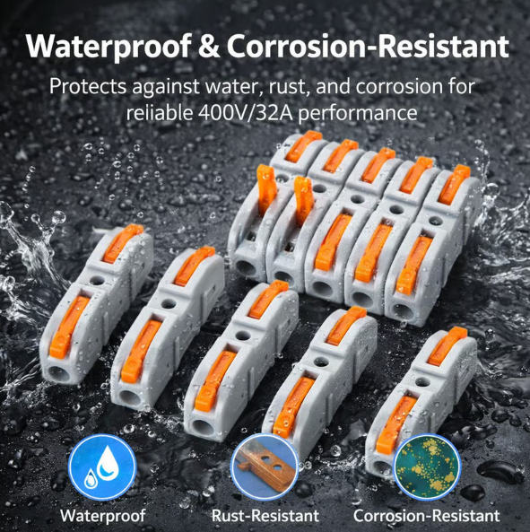 Universal Quick Lever Electrical Wire Connectors (24-12 AWG) Assortment (50/100Pcs) + Wire Stripper