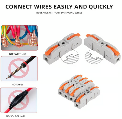 Universal Quick Lever Electrical Wire Connectors (24-12 AWG) Assortment (50/100Pcs) + Wire Stripper